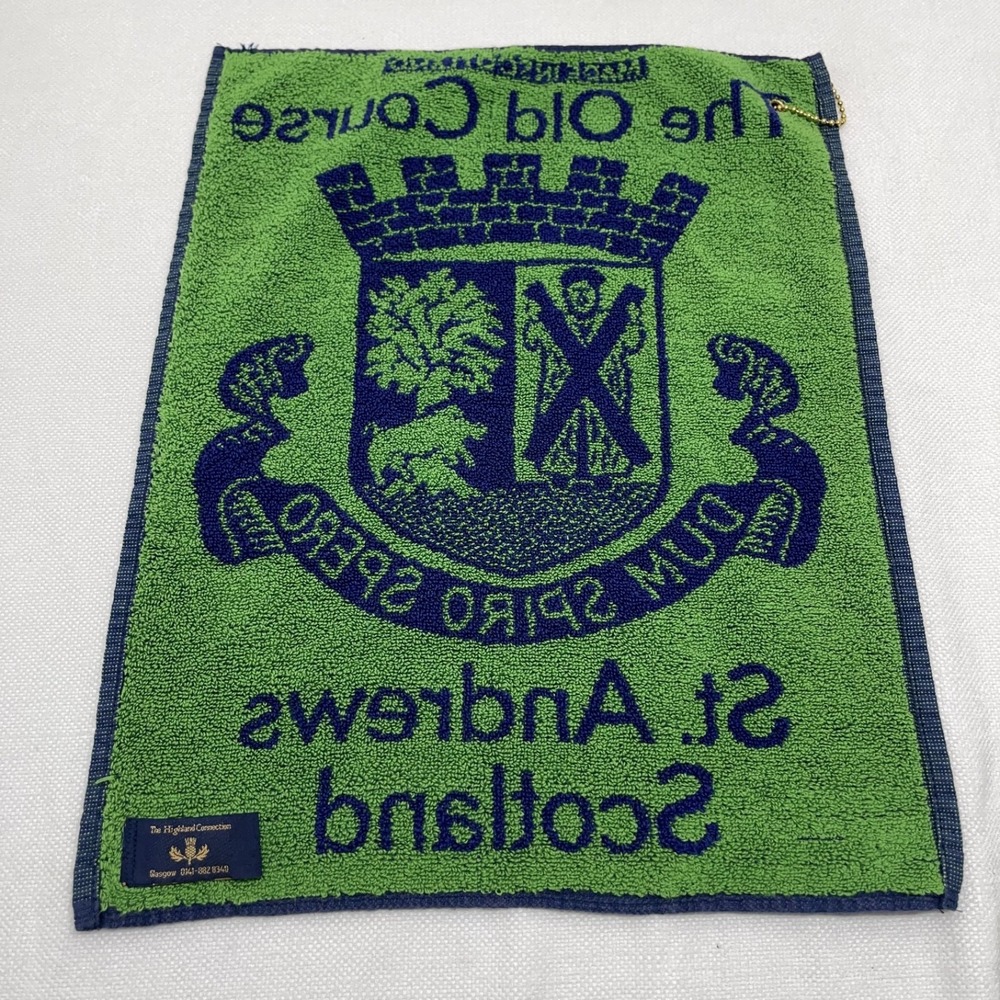 The Old Course St. Andrews Scotland Golf Club Towel Bag Blue Green Vintage - Picture 7 of 9
